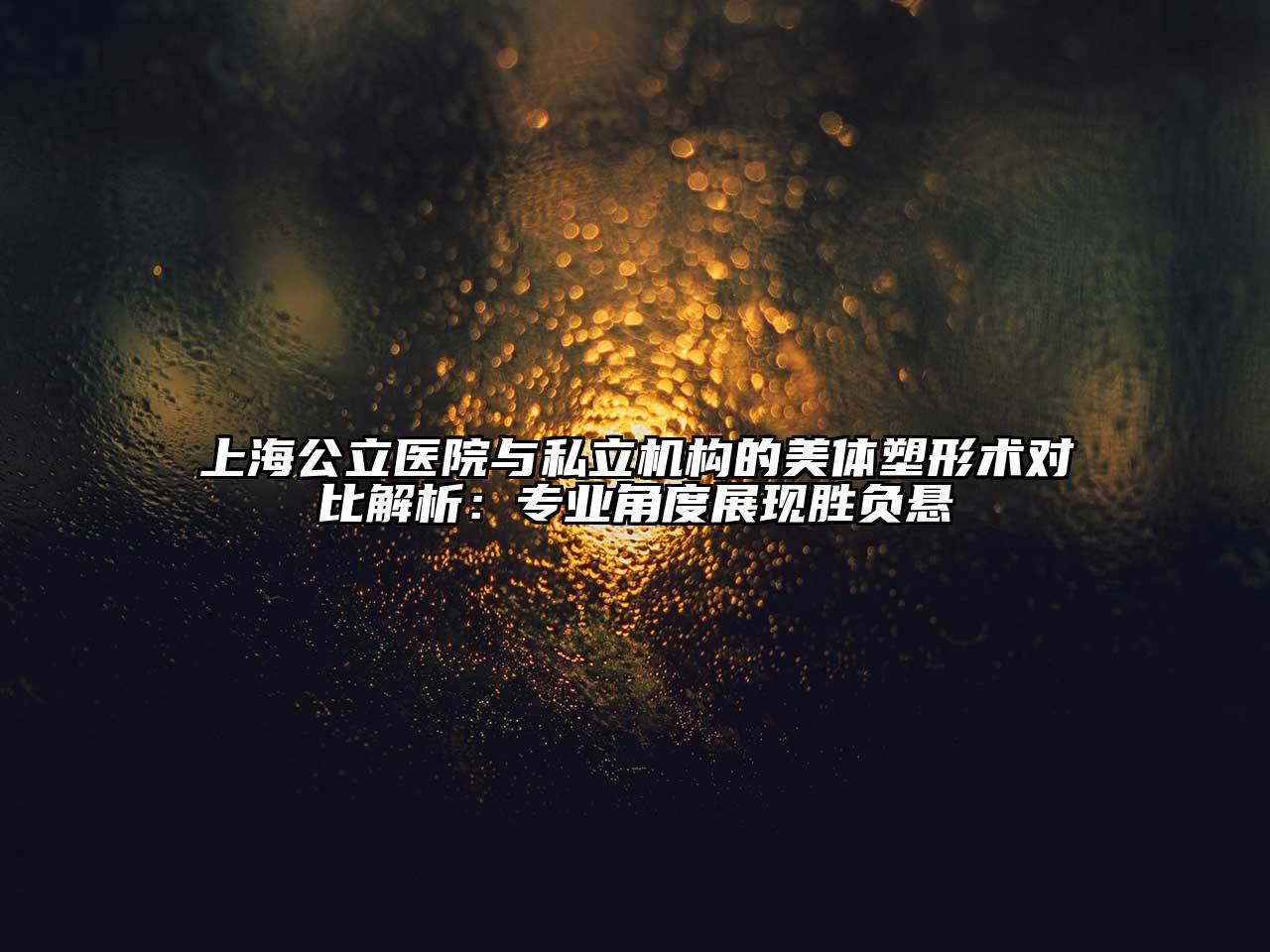 上海公立医院与私立机构的美体塑形术对比解析：专业角度展现胜负悬