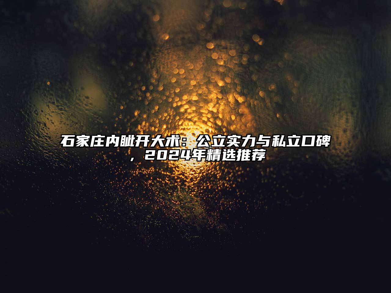 石家庄内眦开大术：公立实力与私立口碑，2025年精选推荐
