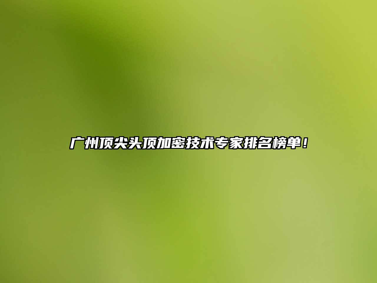 广州顶尖头顶加密技术专家排名榜单！