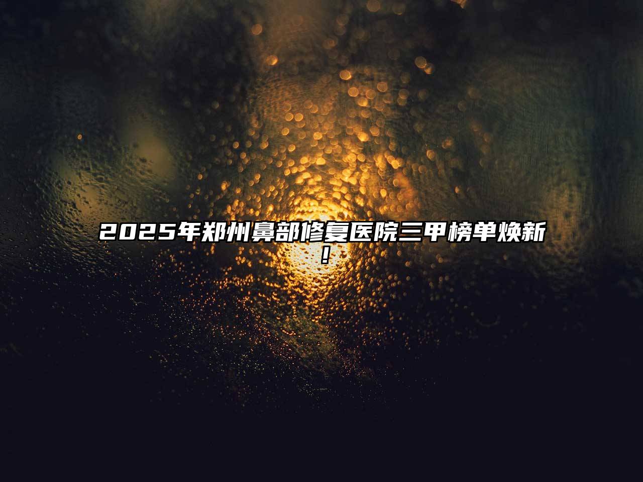 2025年郑州鼻部修复医院三甲榜单焕新！