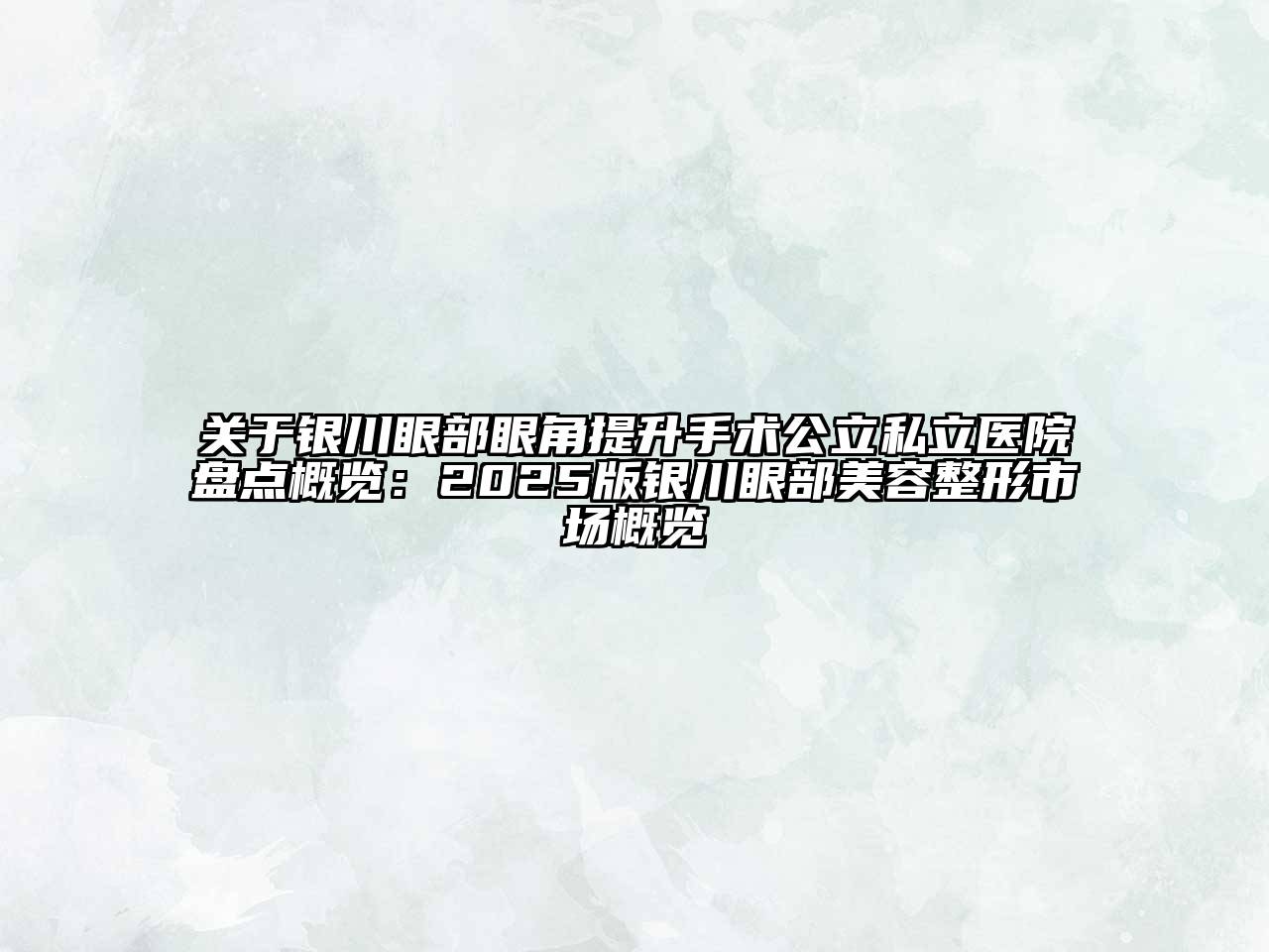 银川眼部眼角提升手术公立私立医院盘点概览：2025版银川眼部美容整形市场概览