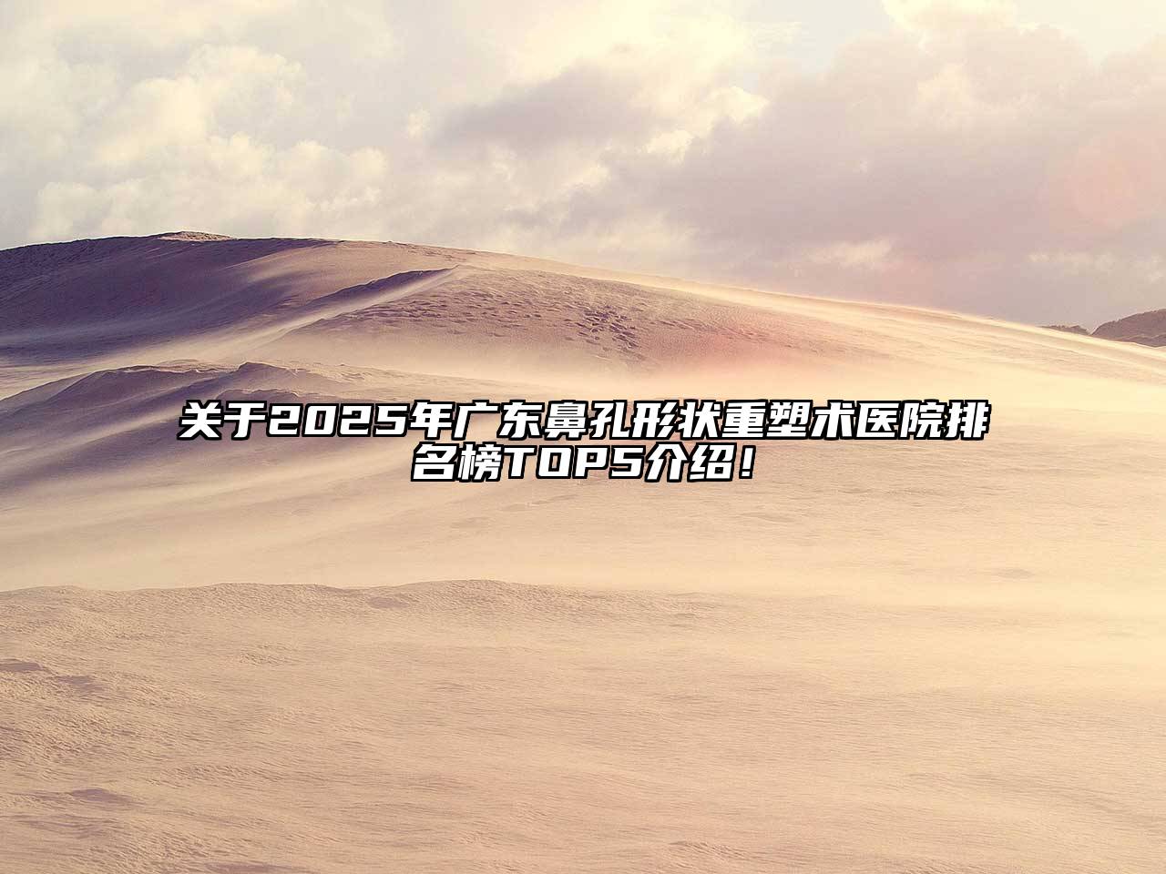 2025年广东鼻孔形状重塑术医院排名榜TOP5介绍！