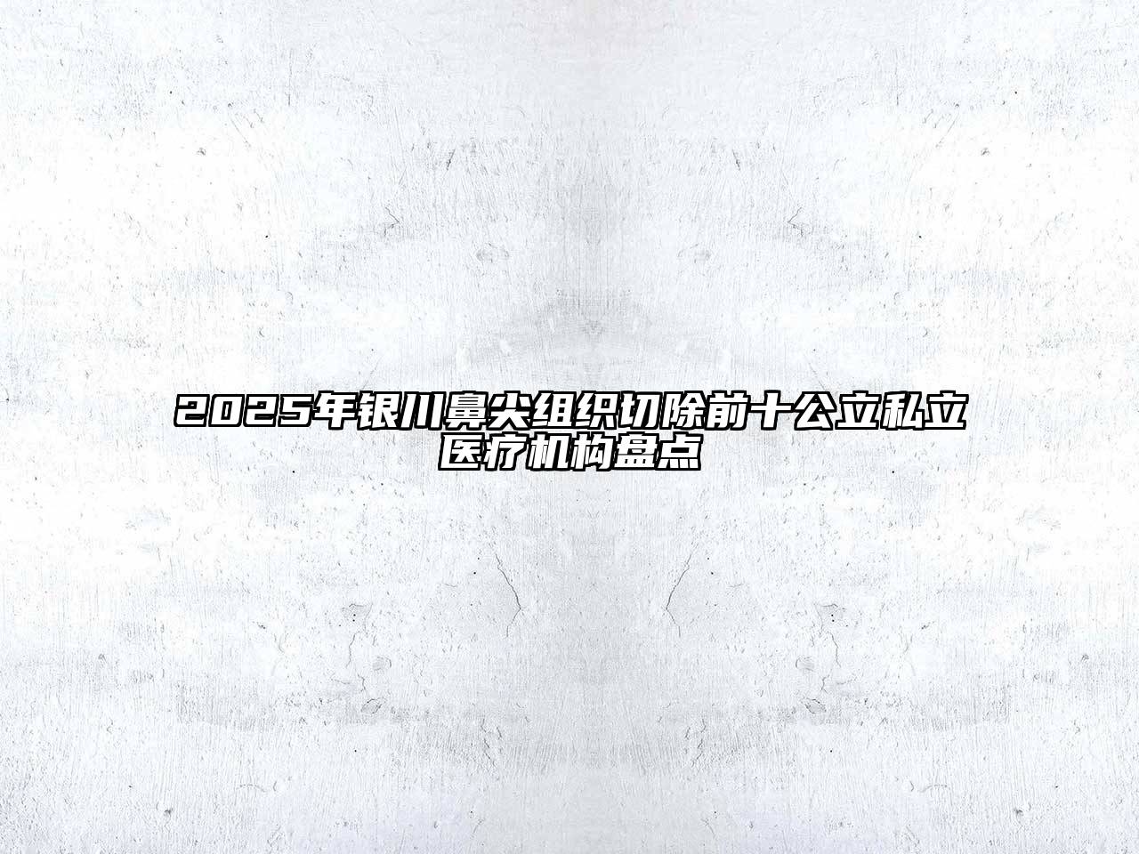 2025年银川鼻尖组织切除前十公立私立医疗机构盘点
