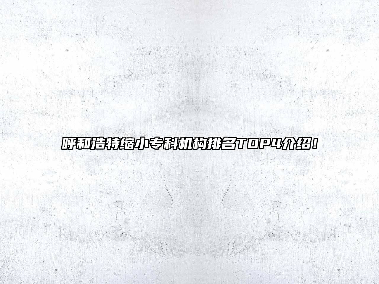 呼和浩特缩小专科机构排名TOP4介绍！