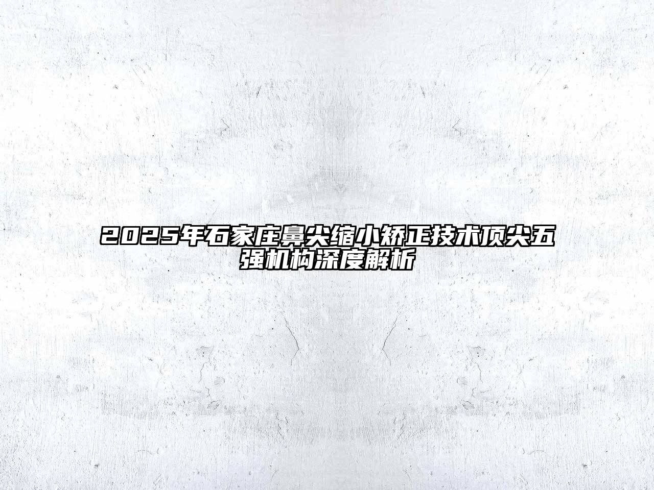 2025年石家庄鼻尖缩小矫正技术顶尖五强机构深度解析