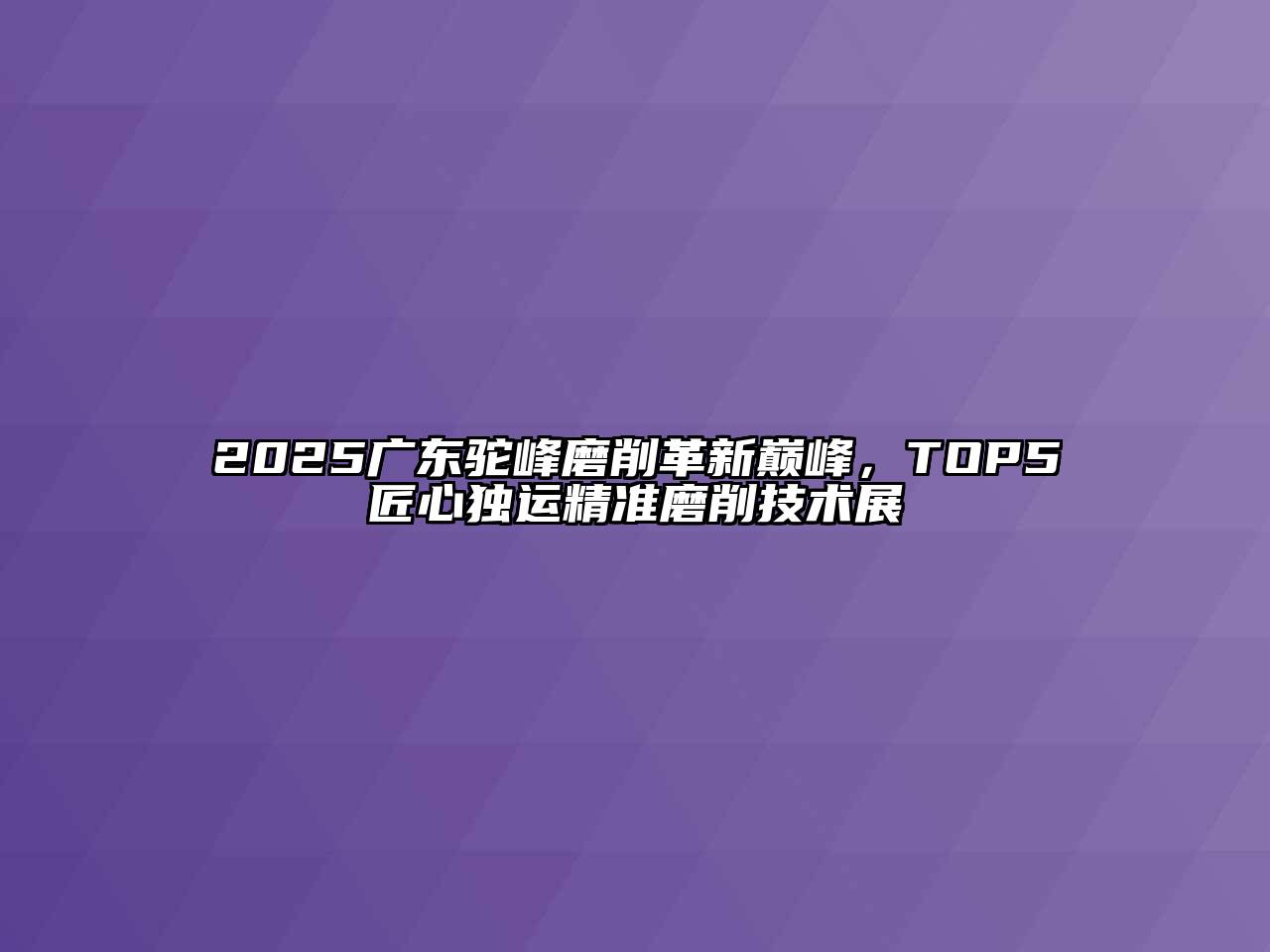2025广东驼峰磨削革新巅峰，TOP5匠心独运精准磨削技术展