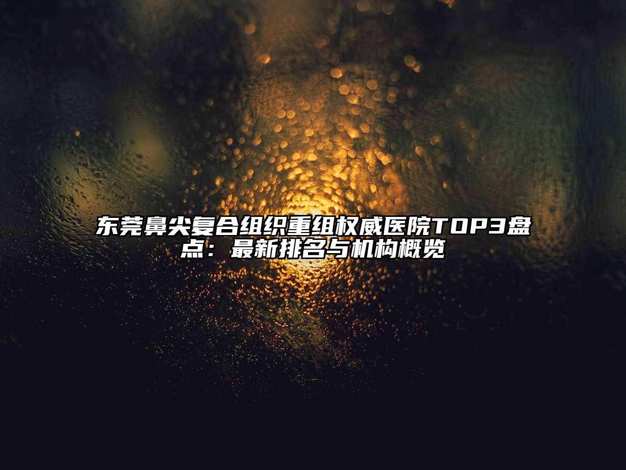 东莞鼻尖复合组织重组权威医院TOP3盘点：最新排名与机构概览